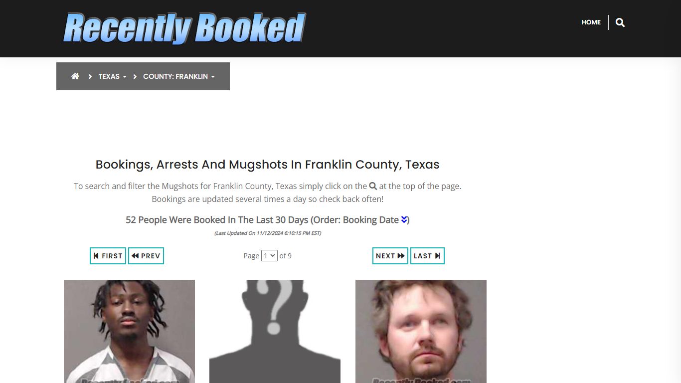 Bookings, Arrests and Mugshots in Franklin County, Texas - Recently Booked