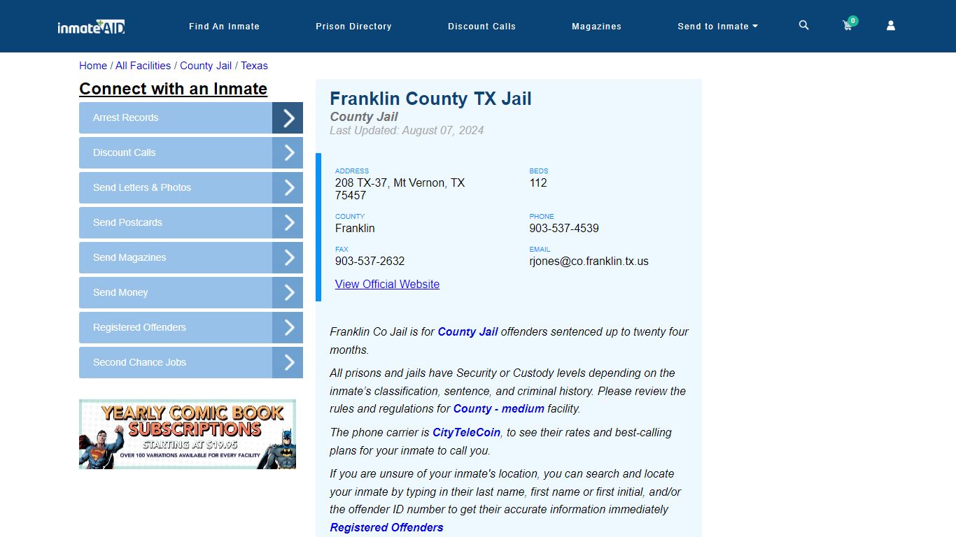 Franklin County TX Jail - Inmate Locator