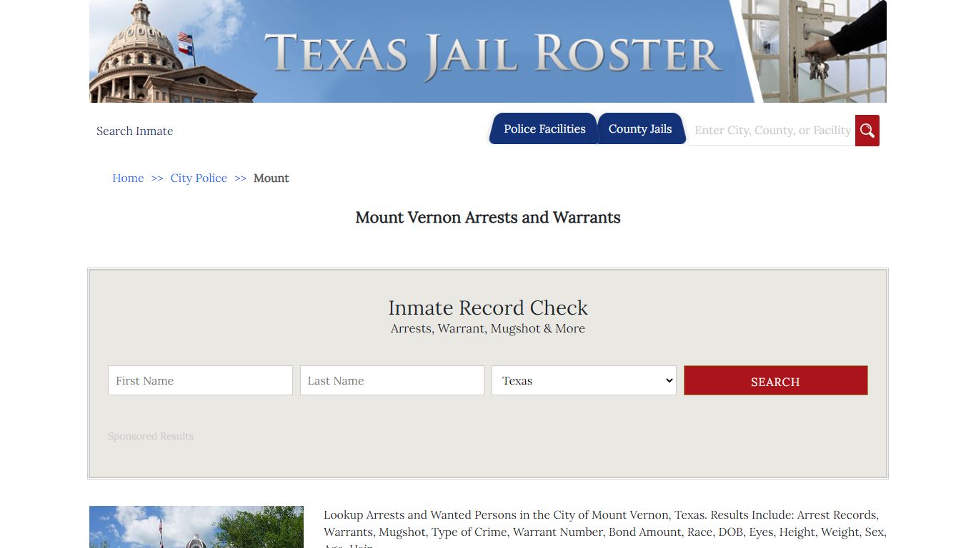 Mount Vernon Arrests and Warrants | Jail Roster Search